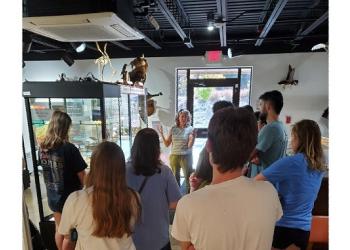 Class receiving tour frm Museum Staff Daphne Onderdonk